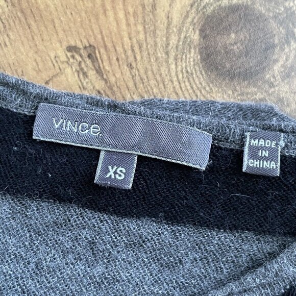 Vince Womens Sweater XS Gray Black Stripe Slouchy Thin Knit Silk Alpaca Wool - Picture 7 of 7